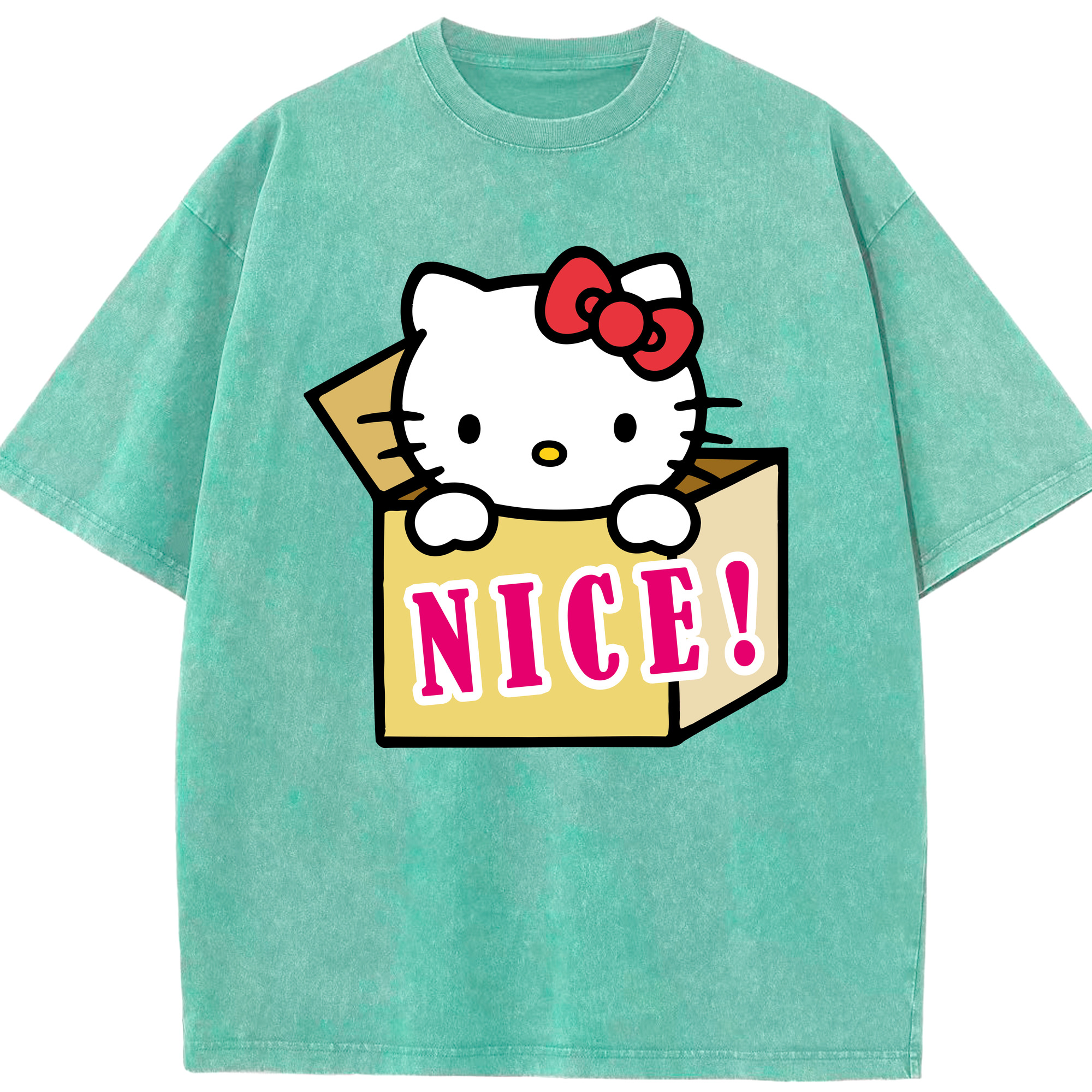 （画像用） Hello Kitty ハローキティ 綿100% ヴィンテージ風 半袖Tシャツ（フロントプリント）